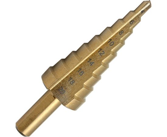 Сверло ступенчатое 4-20 мм, 9 ступеней, Р6М5К5 Волжский Инструмент 5036003 