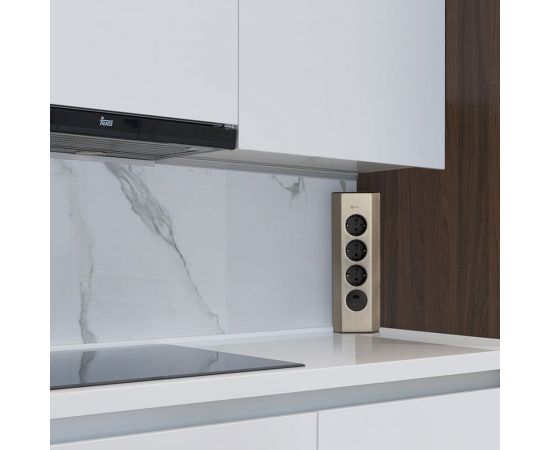 Механический блок розеток Mebax 50F 3 секции Серый металлик угловая 2 USB 00-00001588 – изображение 2