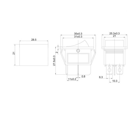 Клавишный выключатель REXANT 250v 16а (4с) on-off красный с подсветкой (rwb-502, sc-767, irs-201-1) 36-2330-1 – изображение 2