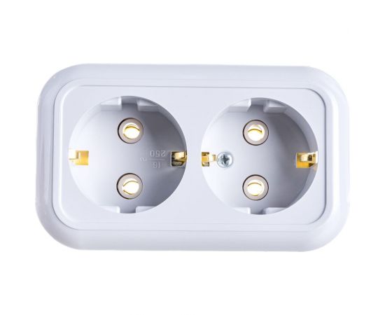 Розетка Кунцево-Электро ВАЛЕНТИНА открытой установки, с з/к двухместная РА16-826 5418 – изображение 3