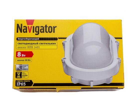 Влагозащищенный светильник Navigator 94 828 NBL-O1-8-4K-WH-IP65-LED аналог НПП 1401 белый овал 94828 – изображение 7