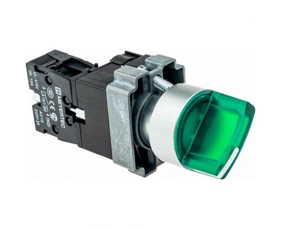 Переключатель MEYERTEC с LED подсветкой, 220V AC/ DC, зеленый, металл MTB2-BK3363 арт. 00000079375 – изображение 2