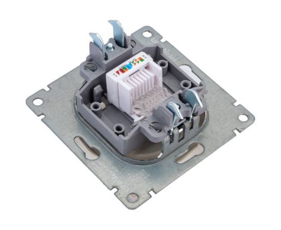 Компьютерная одноместная розетка UNIVersal серия афина, с/у, 1а, rj45, слоновая кость ivory еврослот A0051-I – изображение 3