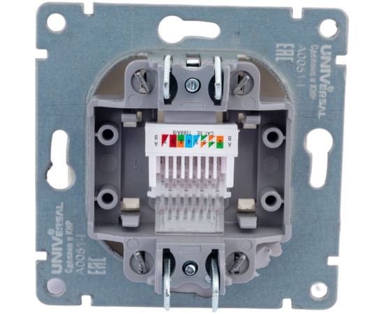 Компьютерная одноместная розетка UNIVersal серия афина, с/у, 1а, rj45, слоновая кость ivory еврослот A0051-I – изображение 2