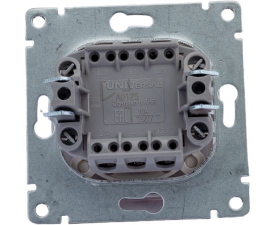 Проходной одноклавишный выключатель UNIVersal с подсветкой серия афина , с/у, 10а, 220в, белый еврослот A0125 – изображение 2