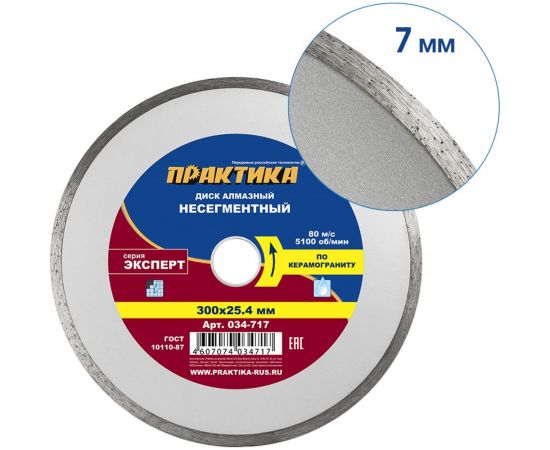 Диск алмазный Эксперт по керамограниту (300х25.4 мм) ПРАКТИКА 034-717 – изображение 6