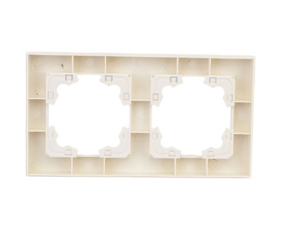 Двухместная горизонтальная рамка UNIVersal серия афина слоновая кость ivory еврослот A0044-I – изображение 3