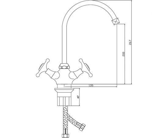 Смеситель для мойки СЛАВЕН с высоким изливом, двуручный СЛ-ДВ-И22 – изображение 4