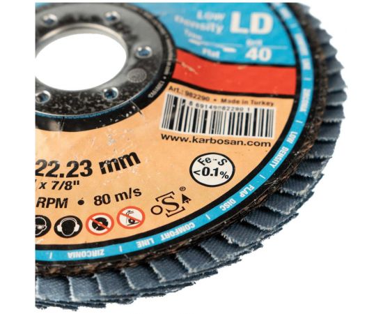 Диск лепестковый прямой по нержавеющей стали Flap 125x22 мм, Р40 Karbosan 82290 – изображение 8