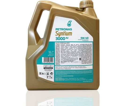 Синтетическое моторное масло Petronas SYNTIUM 3000 AV, 5W40, 4 л 70179K1YEU/18284019 70179K1YEU – изображение 3
