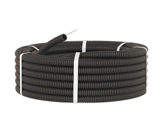 Гибкая гофрированная ПВХ труба DKC д.25мм, легкая, с протяжкой, 50м, цвет черный 91925B – изображение 4