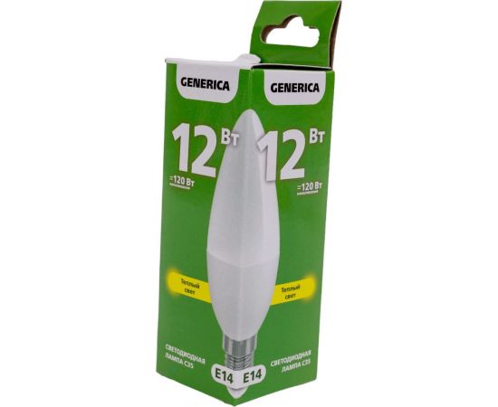 Светодиодная лампа GENERICA C35 свеча 12Вт 230В 3000К E14 LL-C35-12-230-30-E14-G – изображение 3