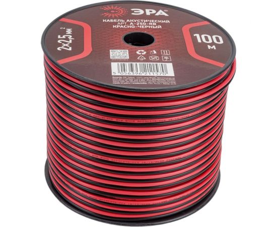 Акустический кабель ЭРА A-250-RB 2х2,5 мм2, красно-черный, 100м, 4/84 Б0048268 – изображение 3