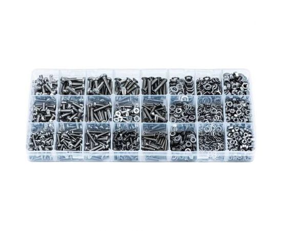 Набор нержавеющих болтов, гаек, шайб и гроверов KREPFIELD 1250 предметов в кейсе Набор03метрика1250 – изображение 2