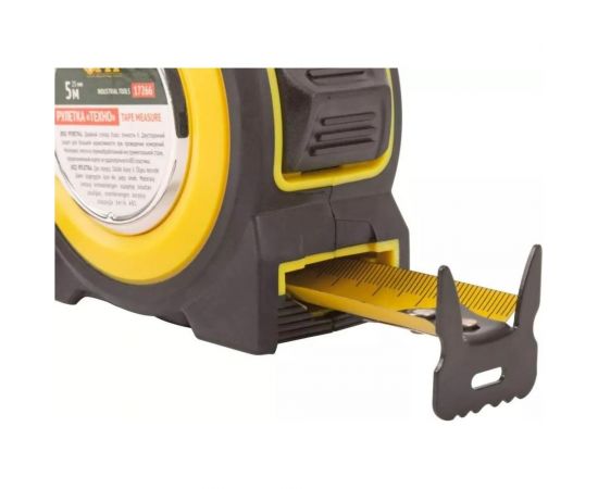 Рулетка FIT ""Техно"" прорезиненный корпус, двойной стопор, 5 м, 25 мм 17266 – изображение 3