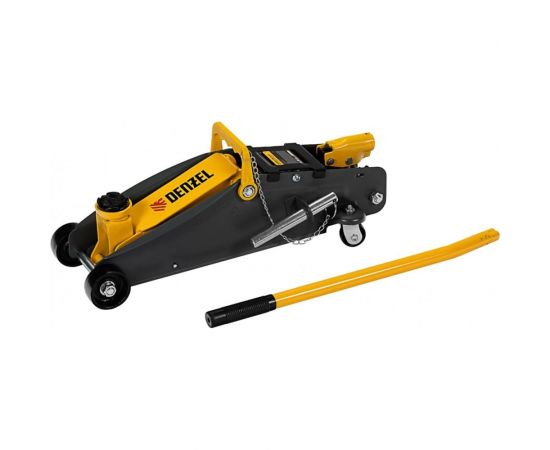 Гидравлический подкатной домкрат Denzel с фиксатором, 2,8 т, 135-385 мм, в кейсе 51156 – изображение 2