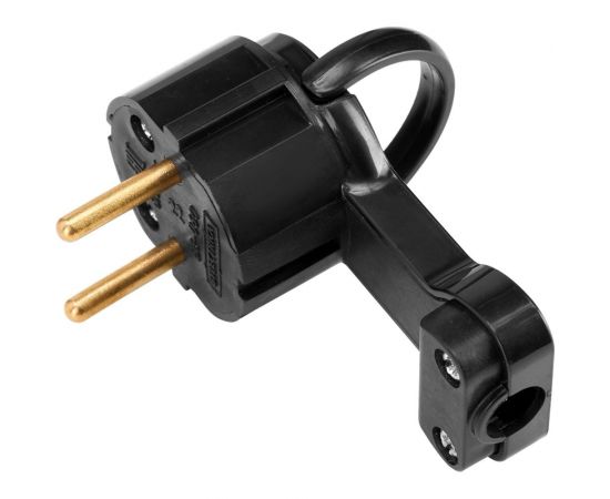 Угловая плоская вилка Bylectrica с откидным кольцом, без земли, 6А, В6-060 черный 