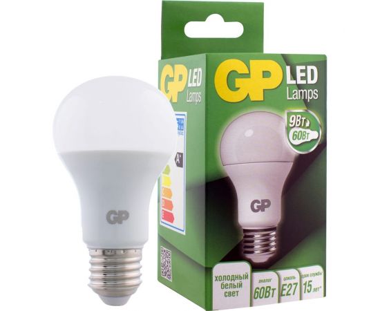 Светодиодная лампа в колбе груша GP LEDA60-9WE27-40K-2CRB1 