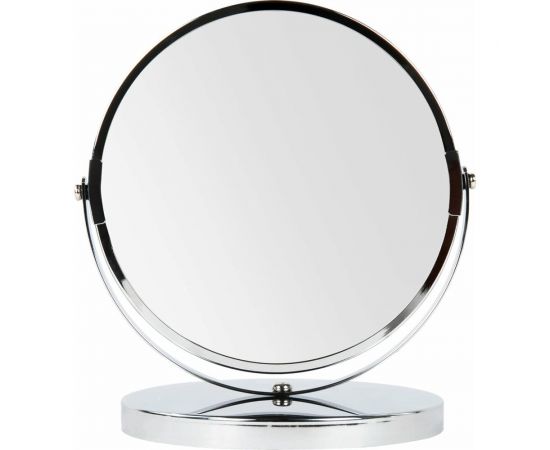 Настольное зеркало BRABIX круглое, диаметр 17 см, двустороннее, с увеличением, металлическая 607422 