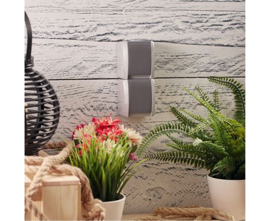 Двойная накладная розетка KRANZ керамика, вертикальный блок с/з IP54 16А серая KR-78-0616 – изображение 10