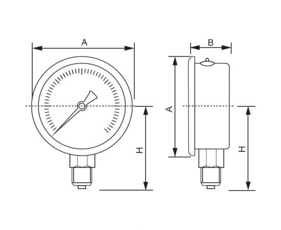 Манометр от 0 до 4 бар из нержавеющей стали, D63 мм, M12x1.5, штуцер снизу A-Flow G20-S-12M-63A-4bar – изображение 2
