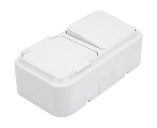 Блок Bylectrica 2 выключателя + розетка ОУ IP54, серия ПРАЛЕСКА АКВА, белый, 2В-РЦ-655 – изображение 4