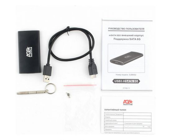 Внешний корпус AgeStar USB 3.0 mSATA, алюминий, черный, 3UBMS2 (BLACK) – изображение 3