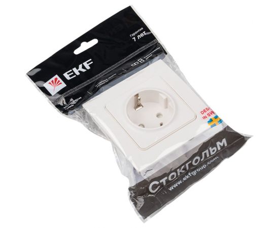 1-местная розетка EKF PROxima Стокгольм, с заземлением, 16А, белая, с защитными шторками EXR16-028-10 – изображение 3
