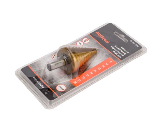 Сверло ступенчатое по металлу (9-36х56х80 мм; HSS) AV Steel AV-801936 – изображение 2