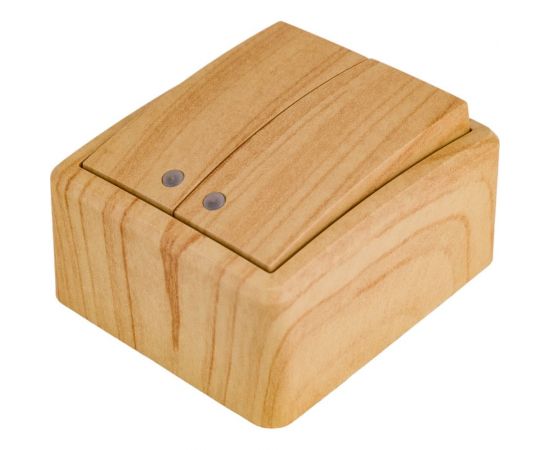 Двойной выключатель с подсветкой ЭРА 11-1205-11 10АХ-250В, IP20, открытой установки, Эксперт, сосна Б0020668 – изображение 2