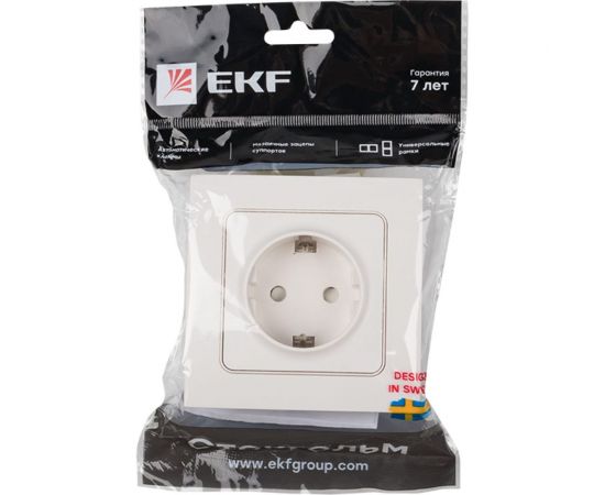 1-местная розетка EKF PROxima Стокгольм, с заземлением, 16А, белая, с защитными шторками EXR16-028-10 – изображение 2