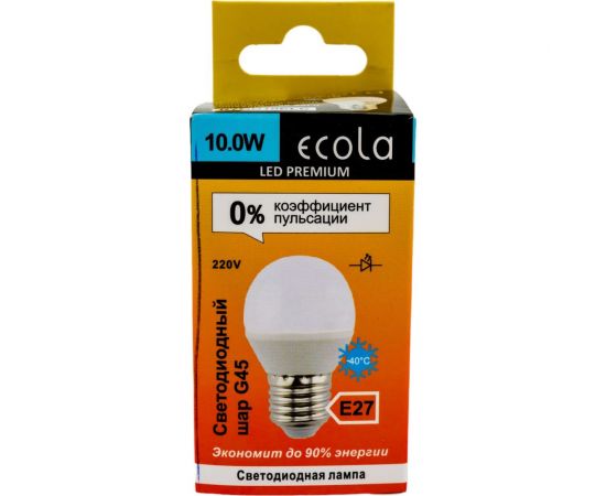 Светодиодная лампа Ecola globe LED Premium 10,0W G45 220V E27 6000K шар композит 82x45 K7QD10ELC – изображение 4
