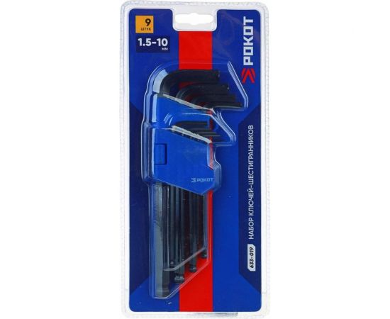 Набор удлиненных ключей-шестигранников с шаром РОКОТ 1.5-10 мм, 9 шт. 633-019 – изображение 2