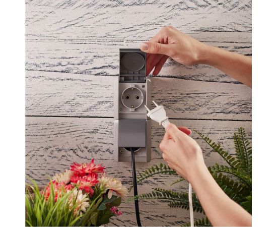 Двойная накладная розетка KRANZ керамика, вертикальный блок с/з IP54 16А серая KR-78-0616 – изображение 8