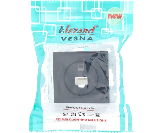 Компьютерная розетка Lezard VESNA чёрный бархат 742-4288-139 – изображение 4