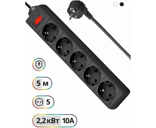 Сетевой фильтр Defender ES 5 5 м, черный, 5 розеток 99486 – изображение 4