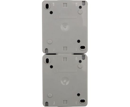 Двойная накладная розетка KRANZ керамика, вертикальный блок с/з IP54 16А серая KR-78-0616 – изображение 3