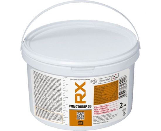 Клей ПВА для дерева RX столярный d3 прозрачный, 2 кг 03-9-1-018 