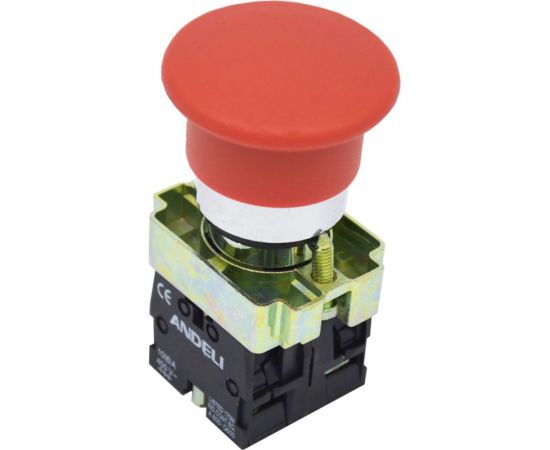 Кнопка ANDELI XB2-BC42 Грибок, без подсветки, красный, 1НЗ ADL10-064 