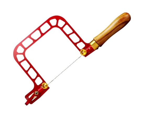 Ручная лобзиковая пила WOODWORK с полотном 100 мм, алюминиевая рамка, деревянная рукоятка, доп. полотно в комплекте HSS-100 