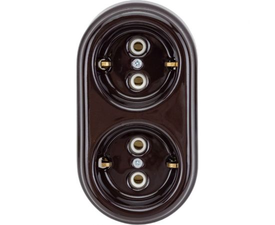 Двухместная керамическая розетка Interior Electric шоколад, серия ""АРБАТ"" РК2002 