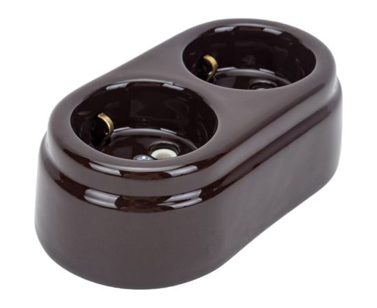 Двухместная керамическая розетка Interior Electric шоколад, серия ""АРБАТ"" РК2002 – изображение 4