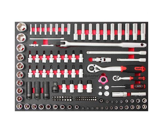 Набор головок и аксессуаров AmPro1/2 и 1/4, 137пр, в мягком ложементе T45589 – изображение 2