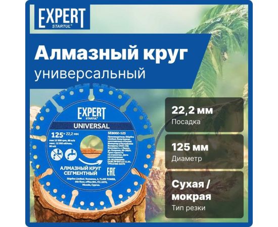 Круг алмазный универсальный Expert 125x22 мм STARTUL SE8002-125 – изображение 2
