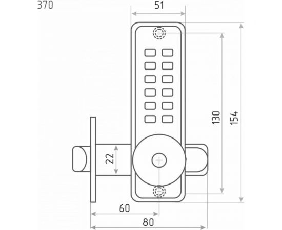 Кодовый замок НОРА-М 370 с фикс. хром 7336 – изображение 3