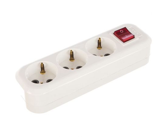 Трехместная колодка (розетка удлинителя) с з/к и выключателем, 250В 16А LUX У3-ЕВК 4606400614715 – изображение 4