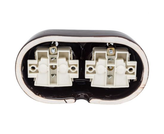 Двухместная керамическая розетка Interior Electric шоколад, серия ""АРБАТ"" РК2002 – изображение 3