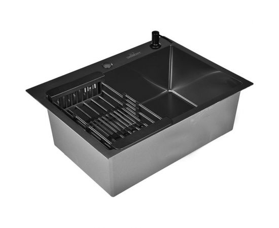 Кухонная мойка из нержавеющей стали WISENT ws36050b с pvd покрытием (60x50 см) с раздвижным коландером и дозатором WS36050B/W302644B/W405B/WGER010 – изображение 9