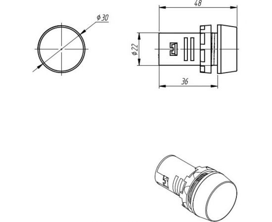 Сигнальная LED лампа MEYERTEC красный, 24V AC/ DC IP65 MT22-S14 арт. 00000099137 – изображение 2