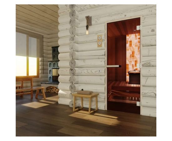 Дверь для бани DoorWood эталон бронза, 1900x700 мм, левая, петли слева DW-00014817 – изображение 5